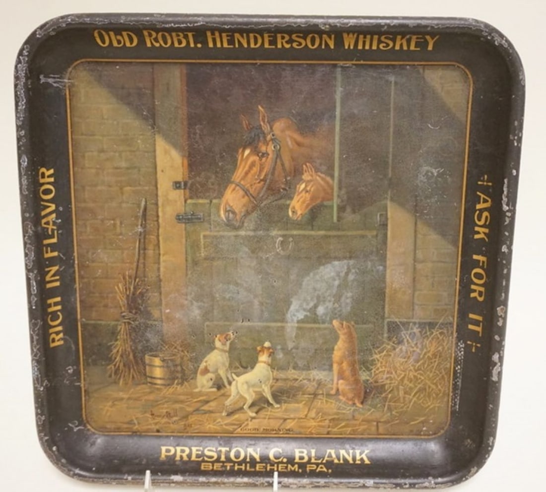 ANTIQUE BEER TRAY *OLD ROBT. HENDERSON WHISKEY* (1 of 5)