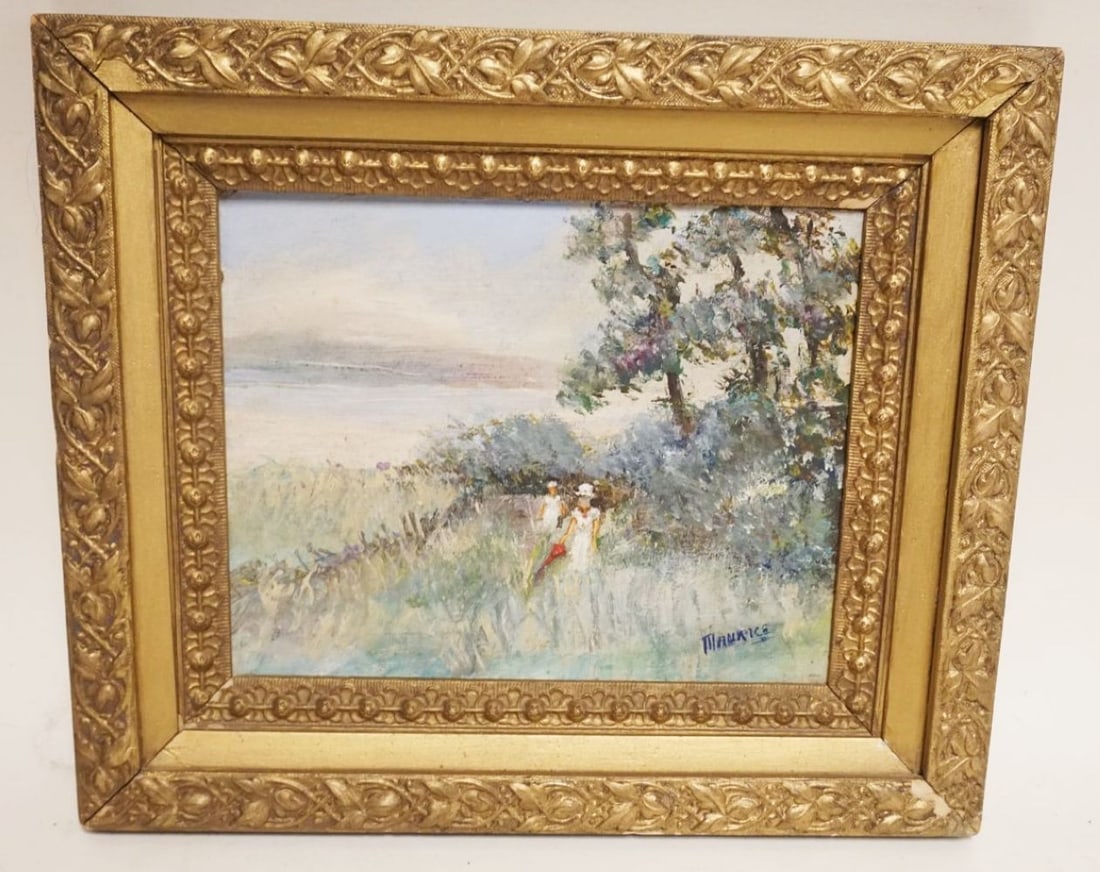 MAURICE J STEIN OIL PAINTING, WOMAN IN MEADOW (1 of 5)