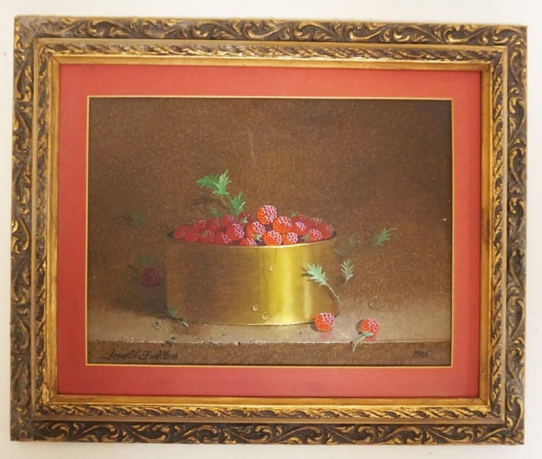 OIL PAINTING ON BOARD, RASPBERRY STILL LIFE (1 of 7)