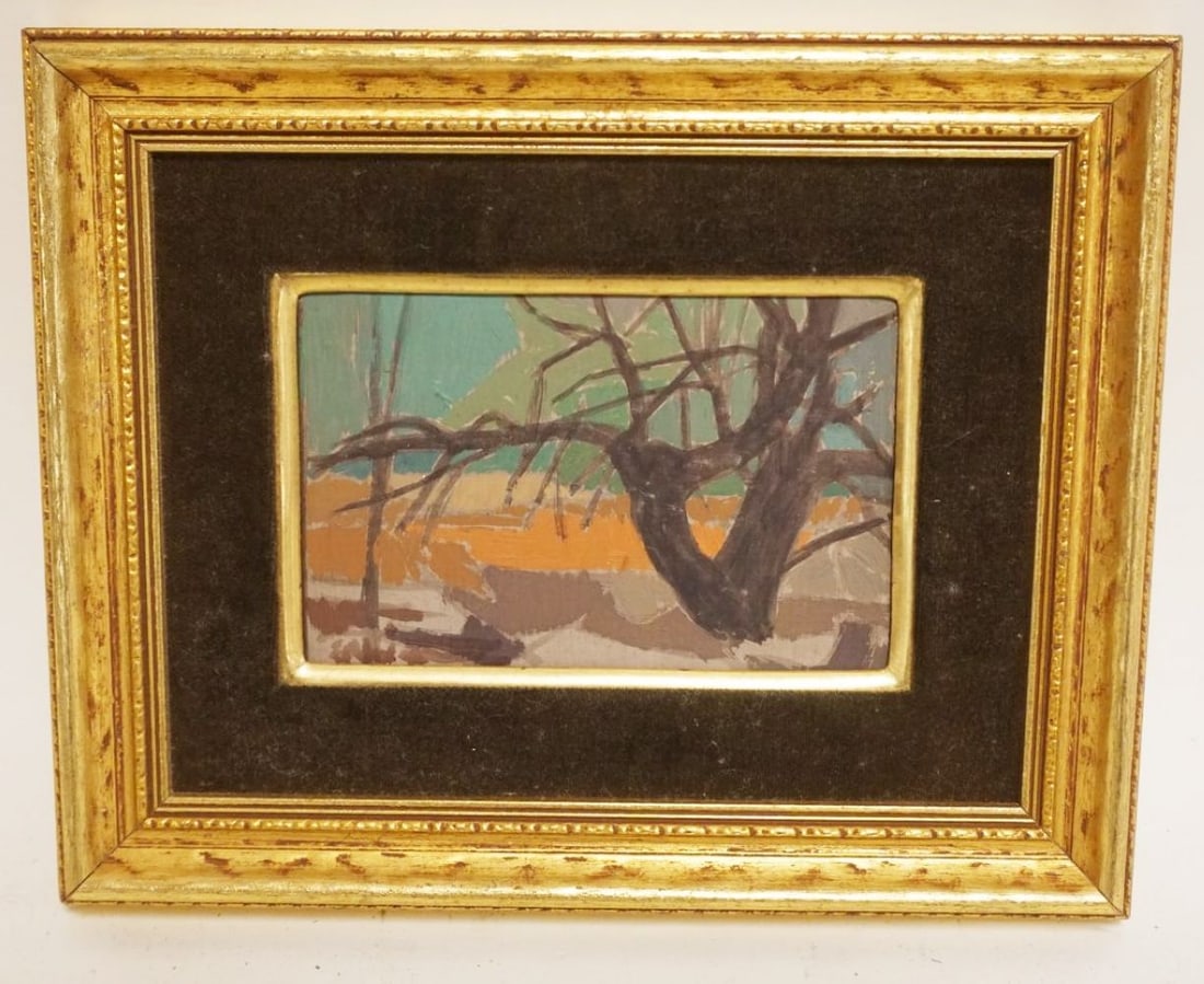 OIL PAINTING ON BOARD, IMPRESSIONIST LANDSCAPE: OIL PAINTING ON BOARD, IMPRESSIONIST LANDSCAPE, APPROXIMATELY 8 IN X 10 IN OVERALL, IMAGE APPROXIMATELY 5 IN X 4 IN