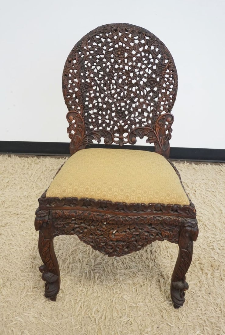 ANTIQUE PIERCED AND FRETWORD ASIAN CHAIR (1 of 6)
