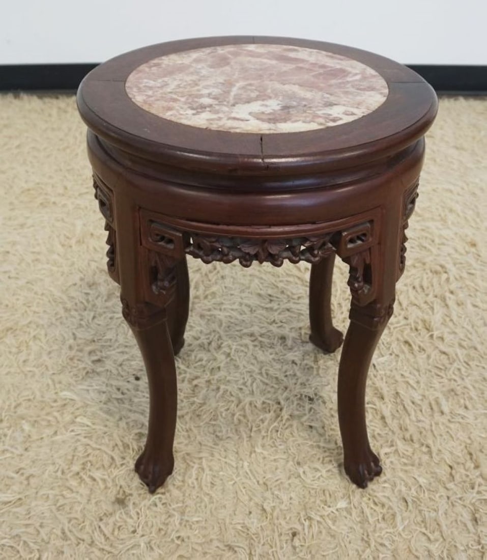 ROUND ASIAN MARBLE TOP STAND (1 of 4)