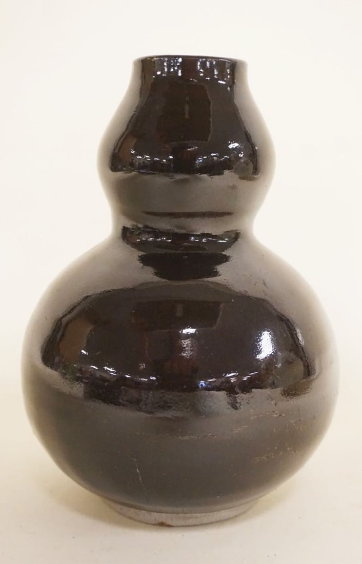 ASIAN BROWN GLAZED DOUBLE GOURD SHAPED VASE (1 of 4)