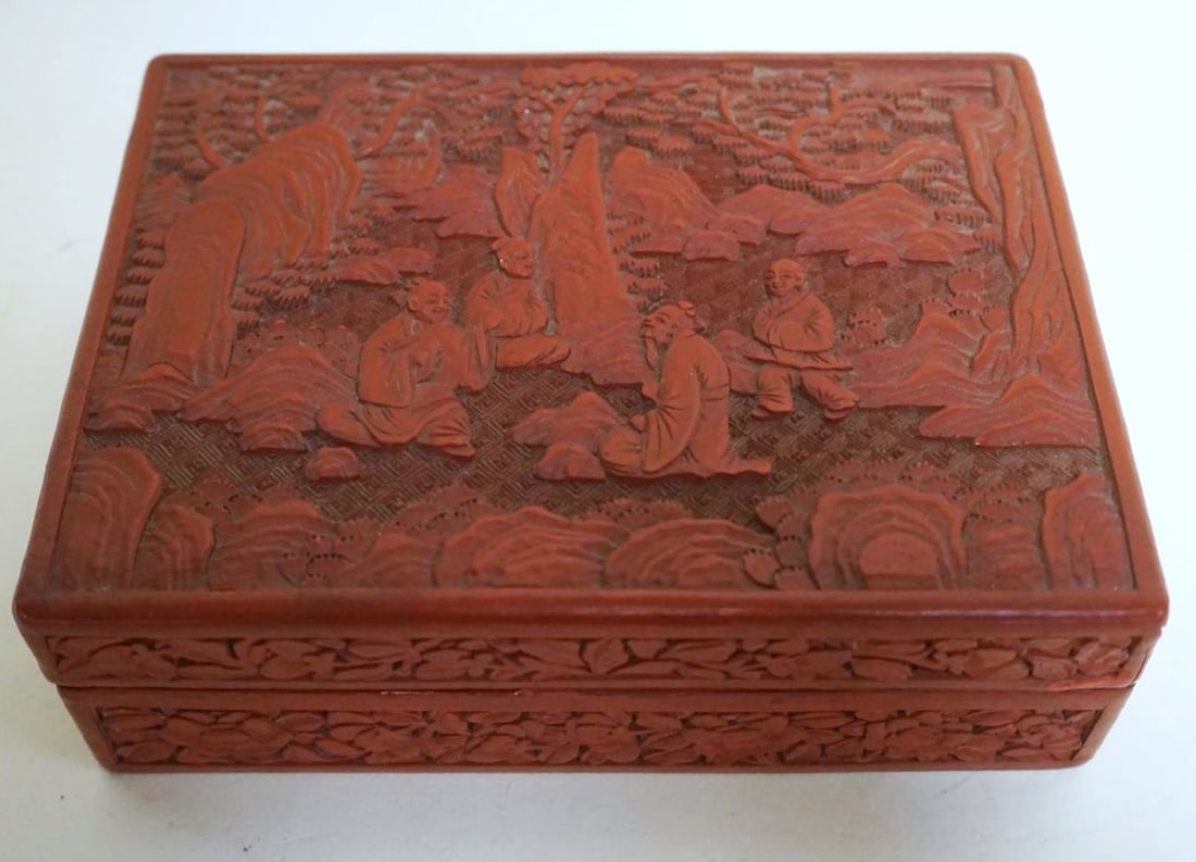 CHINESE RED CINNABAR COVERED BOX (1 of 10)