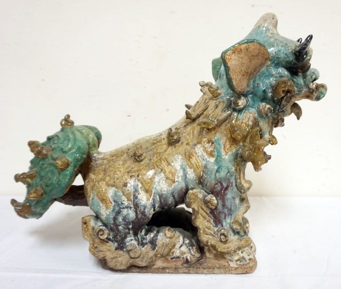 CHINESE GLAZED TERRACOTTA FOO DOG (1 of 6)
