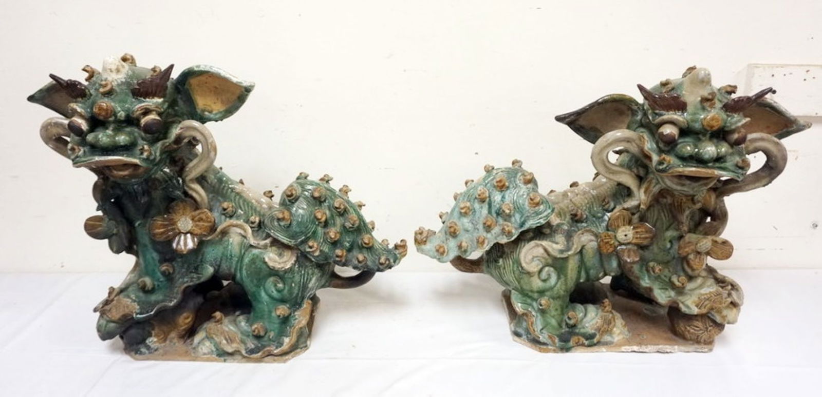 CHINESE GLAZED TERRACOTTA FOO DOGS (1 of 10)