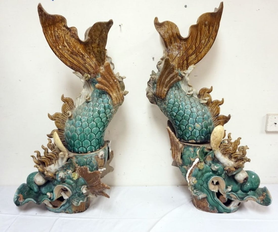 CHINESE GLAZED TERRACOTTA FISH (1 of 8)
