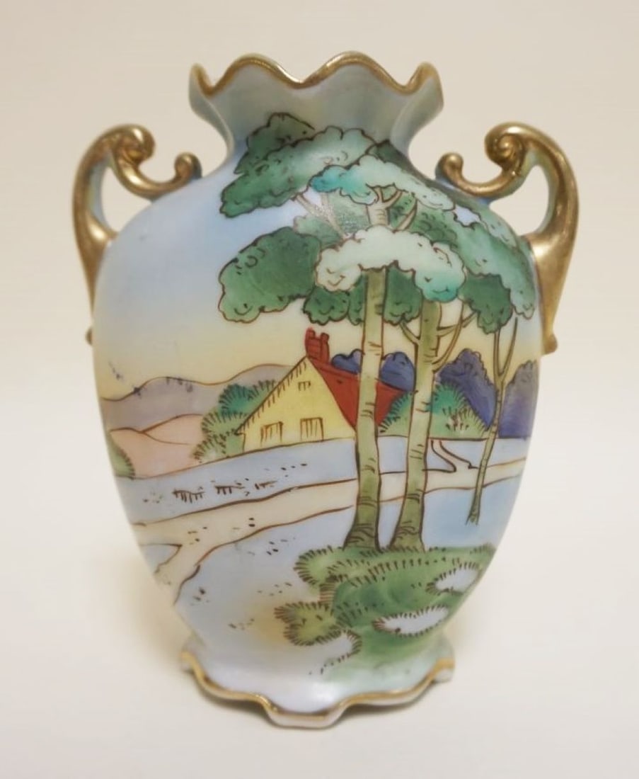 HAND PAINTED NIPPON VASE: HAND PAINTED NIPPON VASE, APPROXIMATELY 5 1/2 IN HIGH