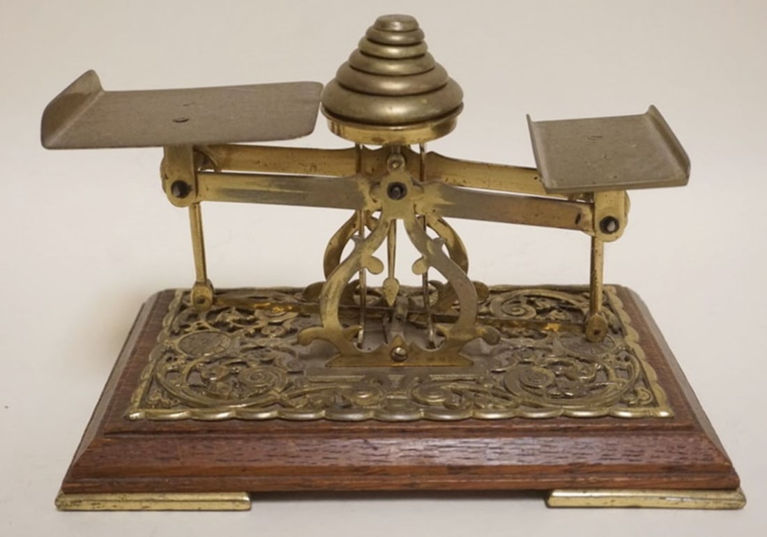 ANTIQUE BRASS LETTER SCALE (1 of 5)