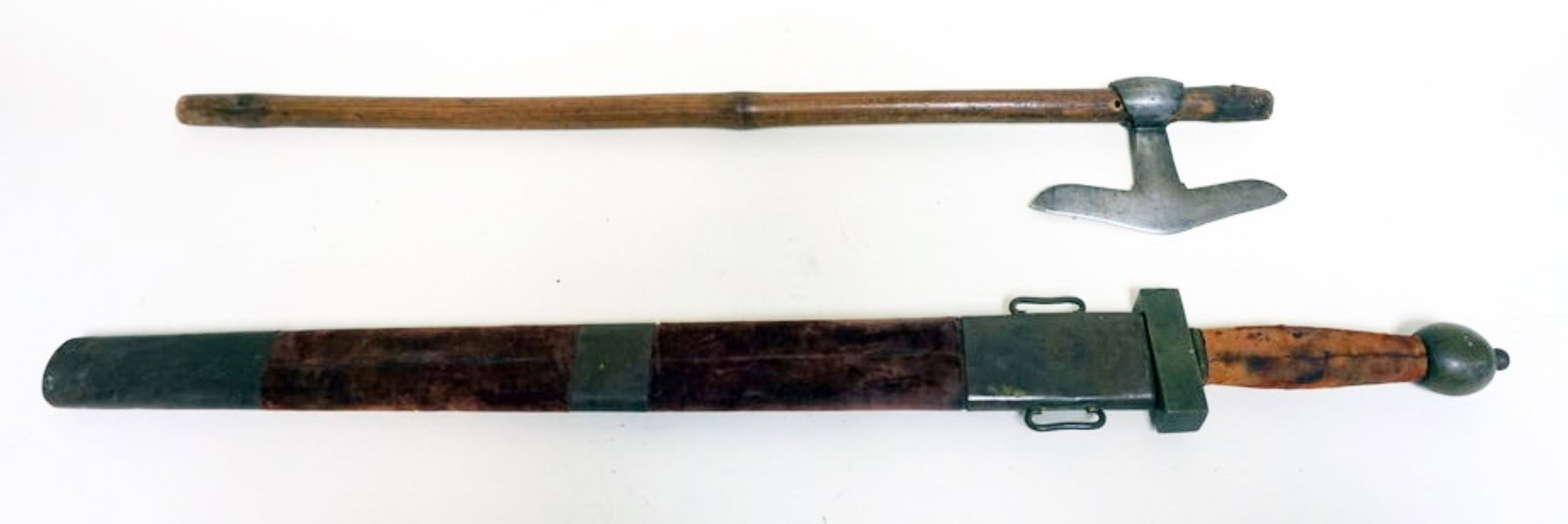 BATTLE AXE & SWORD: BATTLE AXE & SWORD, SWORD APPROXIMATELY 29 IN LONG