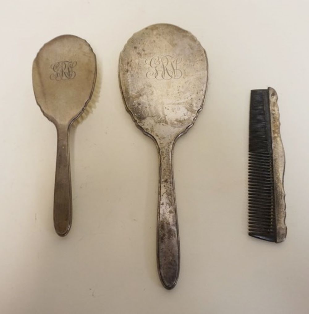 STERLING SILVER 3 PIECE DRESSER SET (1 of 3)