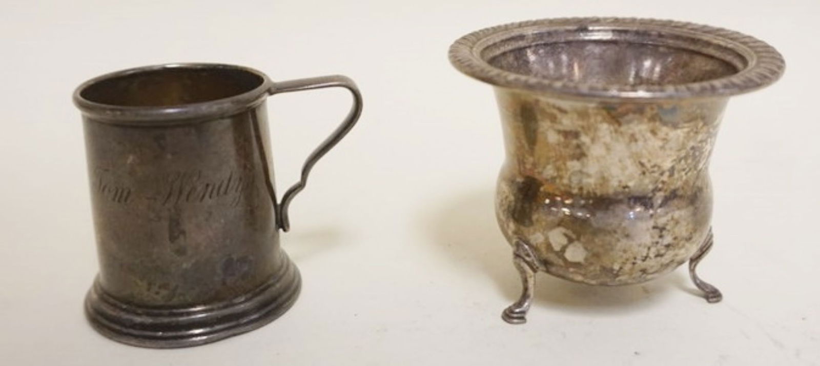 STERLING SILVER MINIATURE MUG & FOOTED VESSEL (1 of 3)
