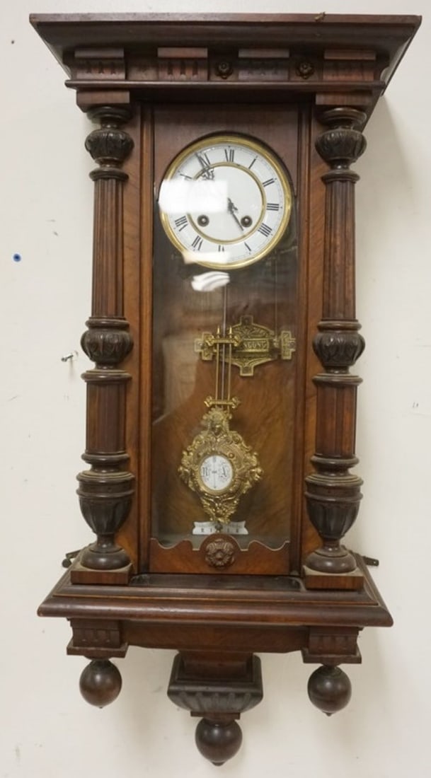 GERMAN WALNUT WALL CLOCK (1 of 3)
