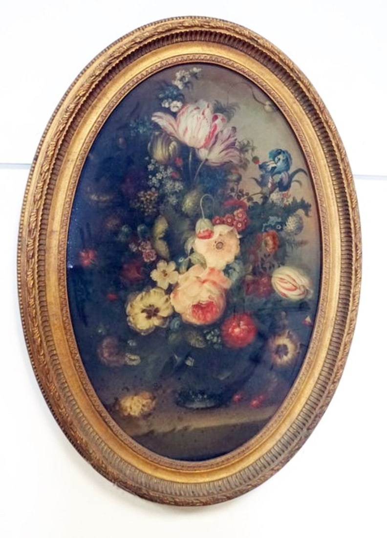 LARGE CONTEMPORARY OVAL PAINTING ON CANVAS (1 of 4)