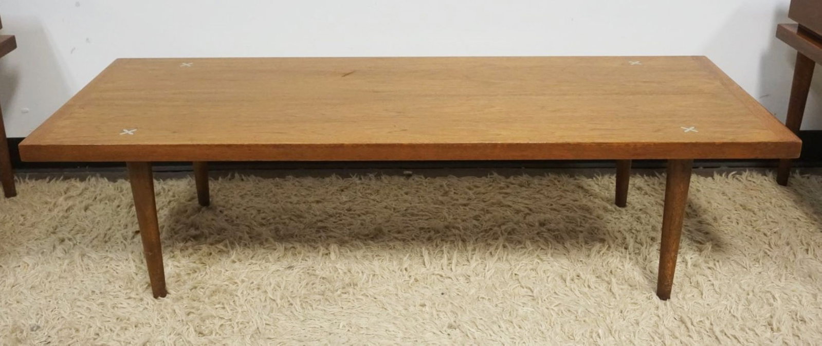 MID CENTURY MODERN COFFEE TABLE: MID CENTURY MODERN AMERICAN OF MARTINSVILLE COFFEE TABLE, APPROXIMATELY 54 IN X 21 IN X 15 IN H
