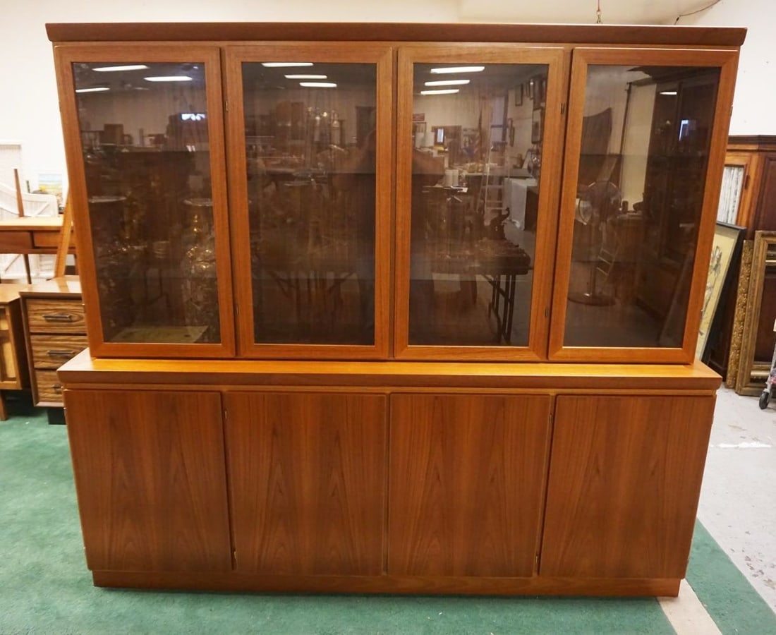DANISH TEAK SKOVBY MOBELFABRIK BREAKFRONT: DANISH TEAK SKOVBY MOBELFABRIK BREAKFRONT, APPROXIMATELY 81 IN X 19 IN X 72 IN H