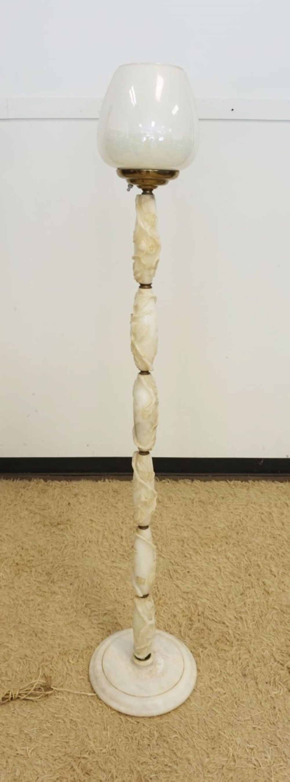 CARVED ALABASTER FLOOR LAMP (1 of 3)