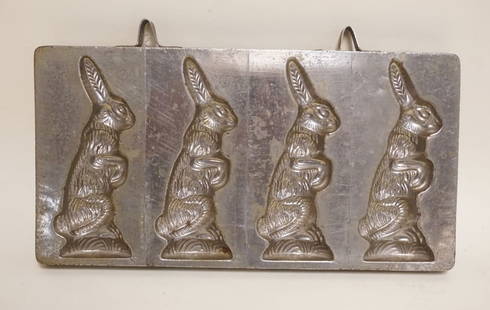 ALFRED BODDERAS GERMAN RABBIT CHOCOLATE MOLD: ALFRED BODDERAS GERMAN RABBIT CHOCOLATE MOLD 1876, APPROXIMATELY 10 1/2 IN X 5 1/2 IN