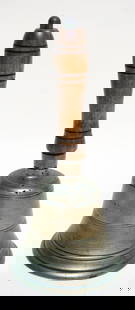 ANTIQUE BRASS SCHOOL BELL: ANTIQUE BRASS SCHOOL BELL, APPROXIMATELY 8 IN HIGH