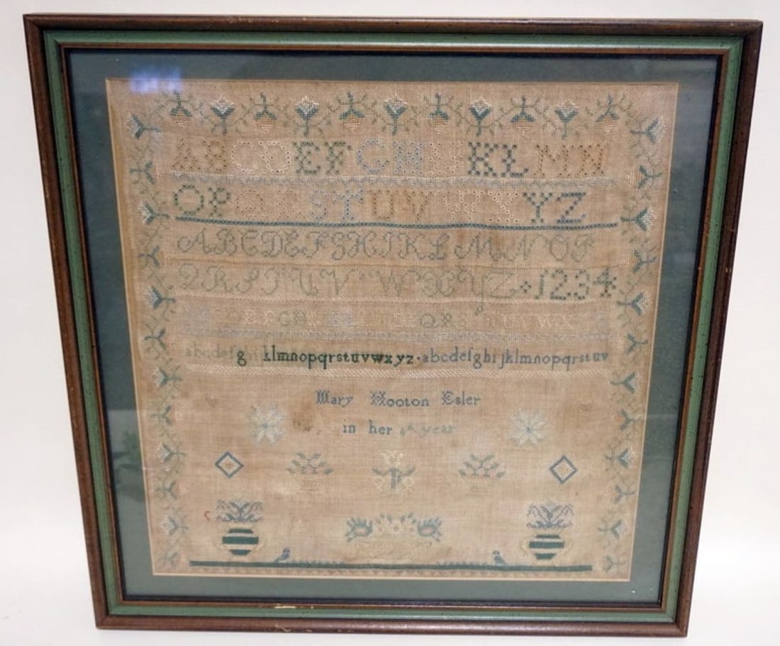 ANTIQUE FRAMED SAMPLER MARY HOOTON ESLER (1 of 4)