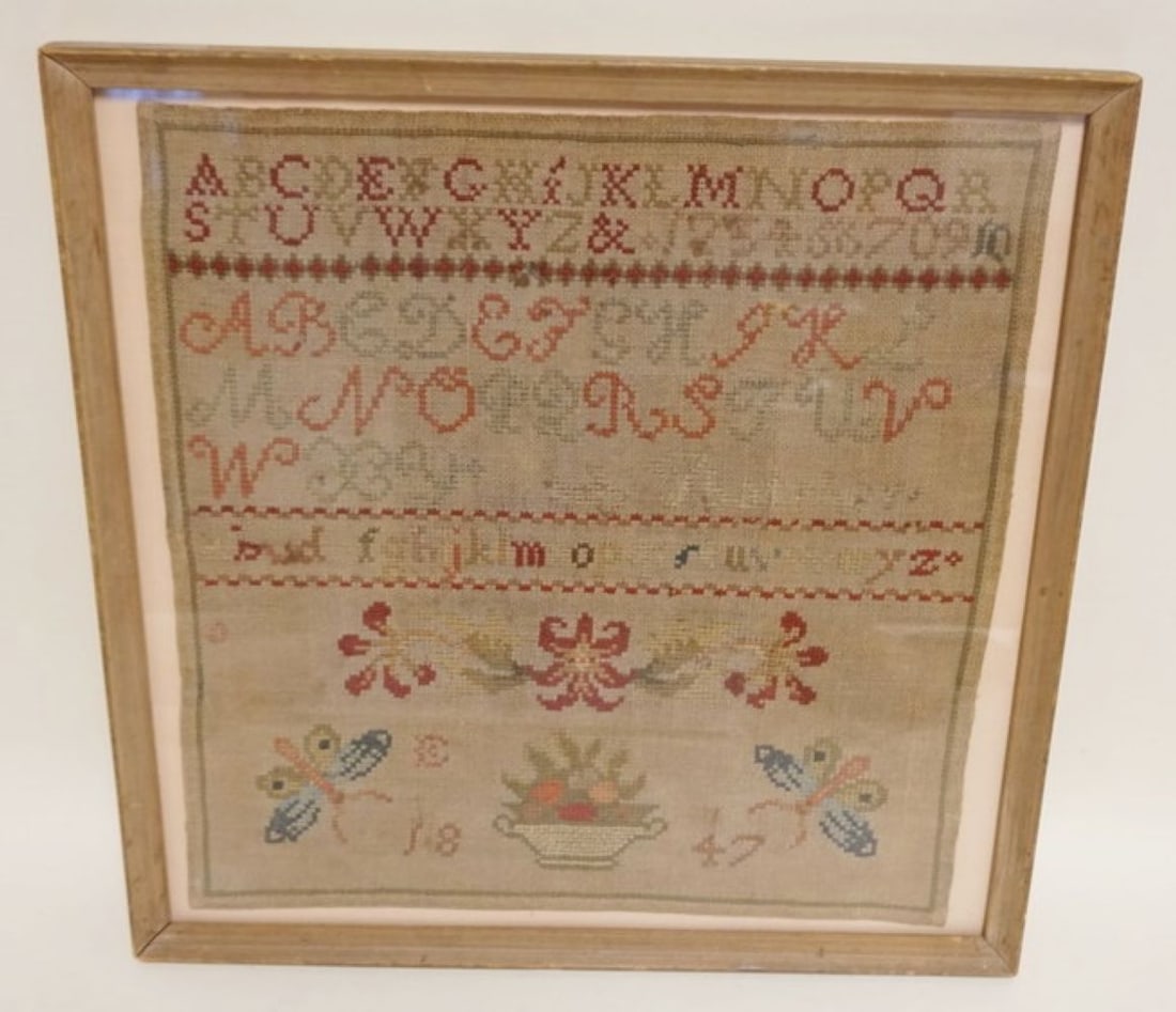 ANTIQUE FRAMED SAMPLER DATED 1847 (1 of 4)
