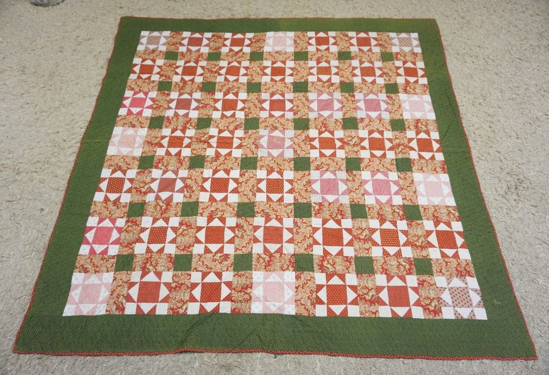 ANTIQUE HAND SEWN PATCHWORK QUILT (1 of 5)