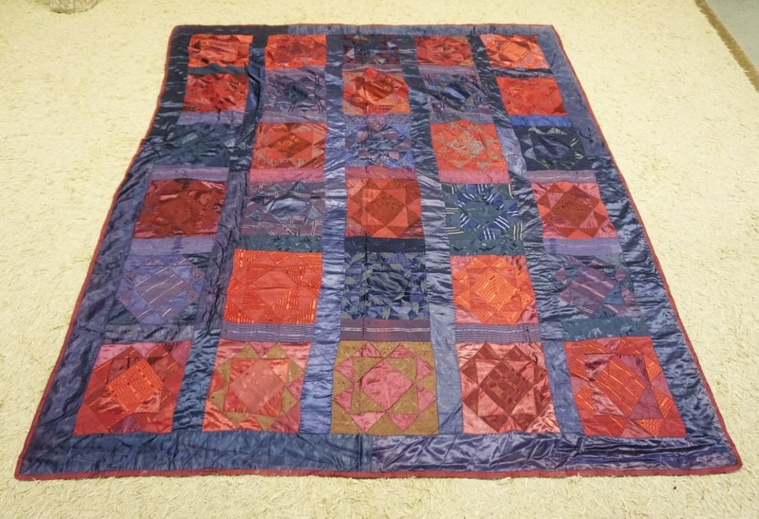 ANTIQUE HAND SEWN PATCHWORK QUILT (1 of 5)