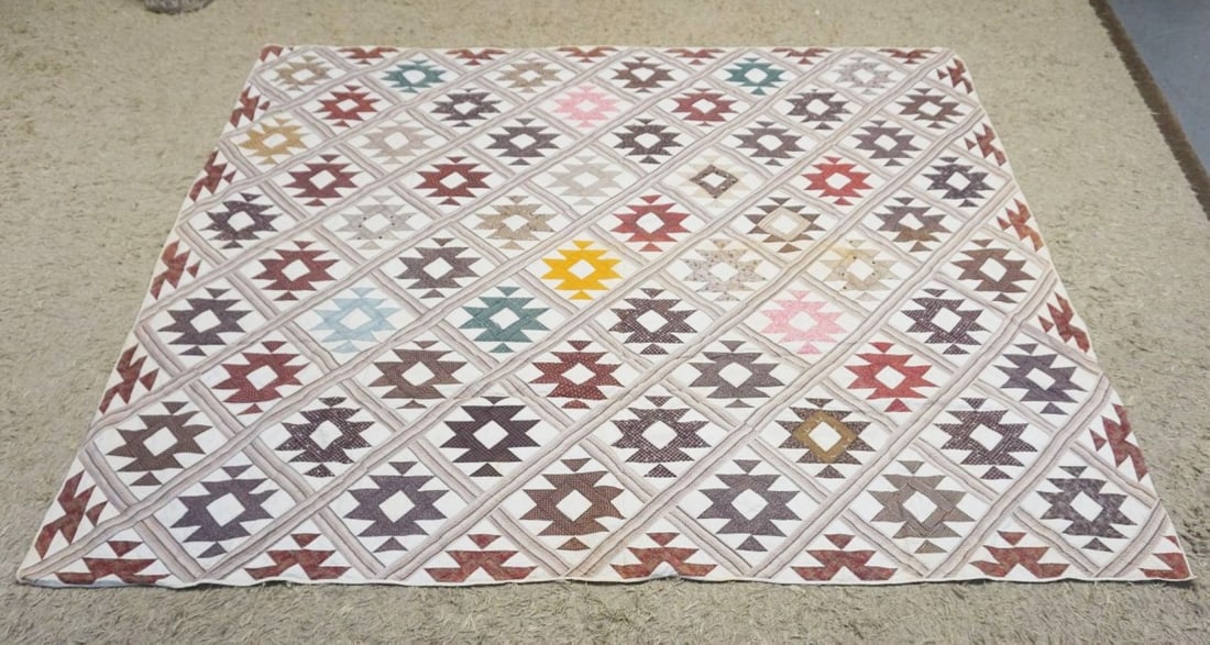 ANTIQUE HAND SEWN PATCHWORK QUILT (1 of 5)