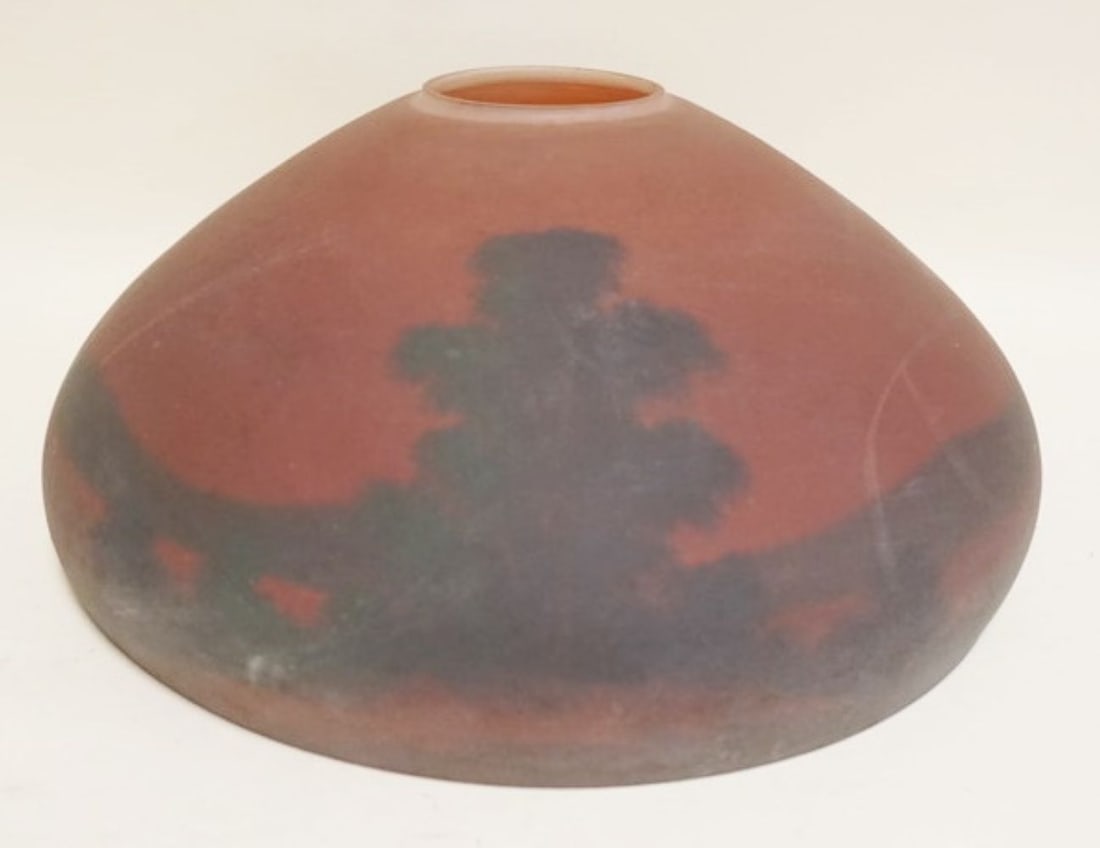 ANTIQUE REVERSE PAINTED GLASS LAMP SHADE (1 of 9)
