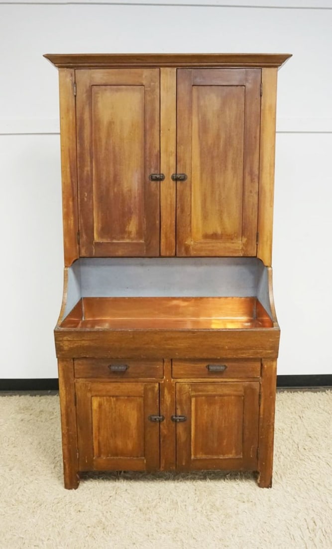 PINE HOODED COPPER LINED DRY SINK (1 of 5)