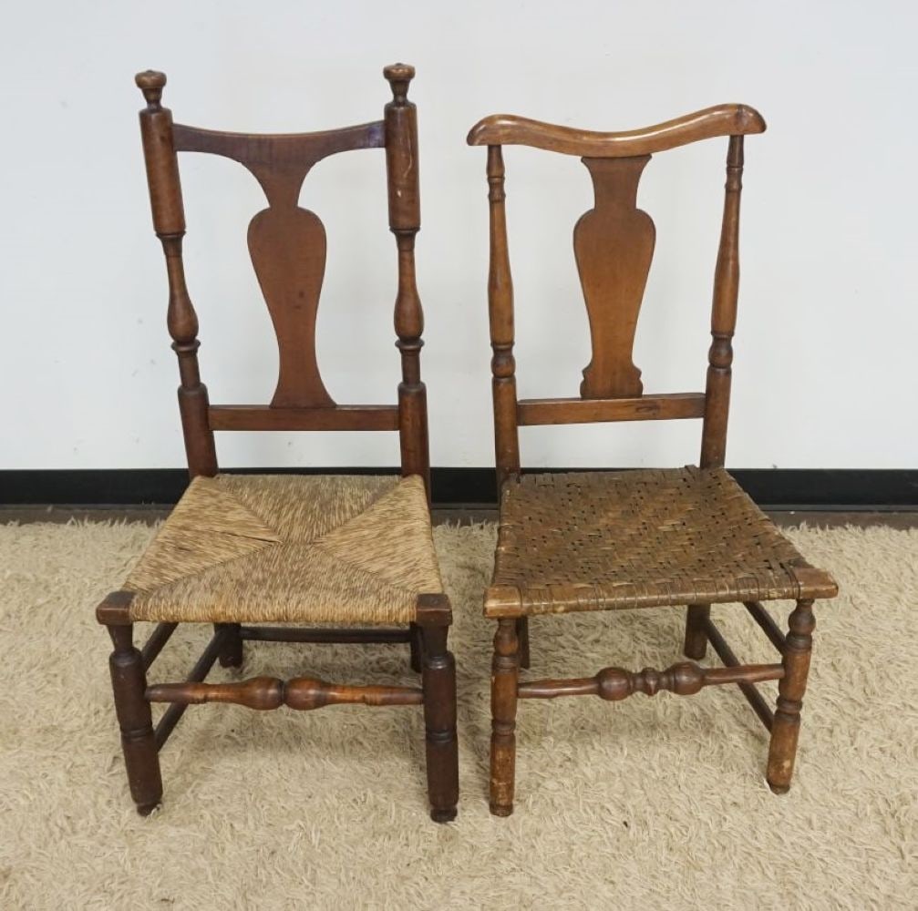 ANTIQUE URN BACK WOVEN SEAT CHAIRS: PAIR OF ANTIQUE URN BACK WOVEN SEAT CHAIRS