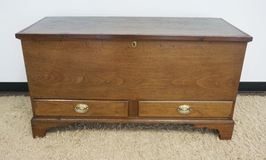 ANTIQUE WALNUT BLANKET CHEST ON BRACKET FEET (1 of 7)