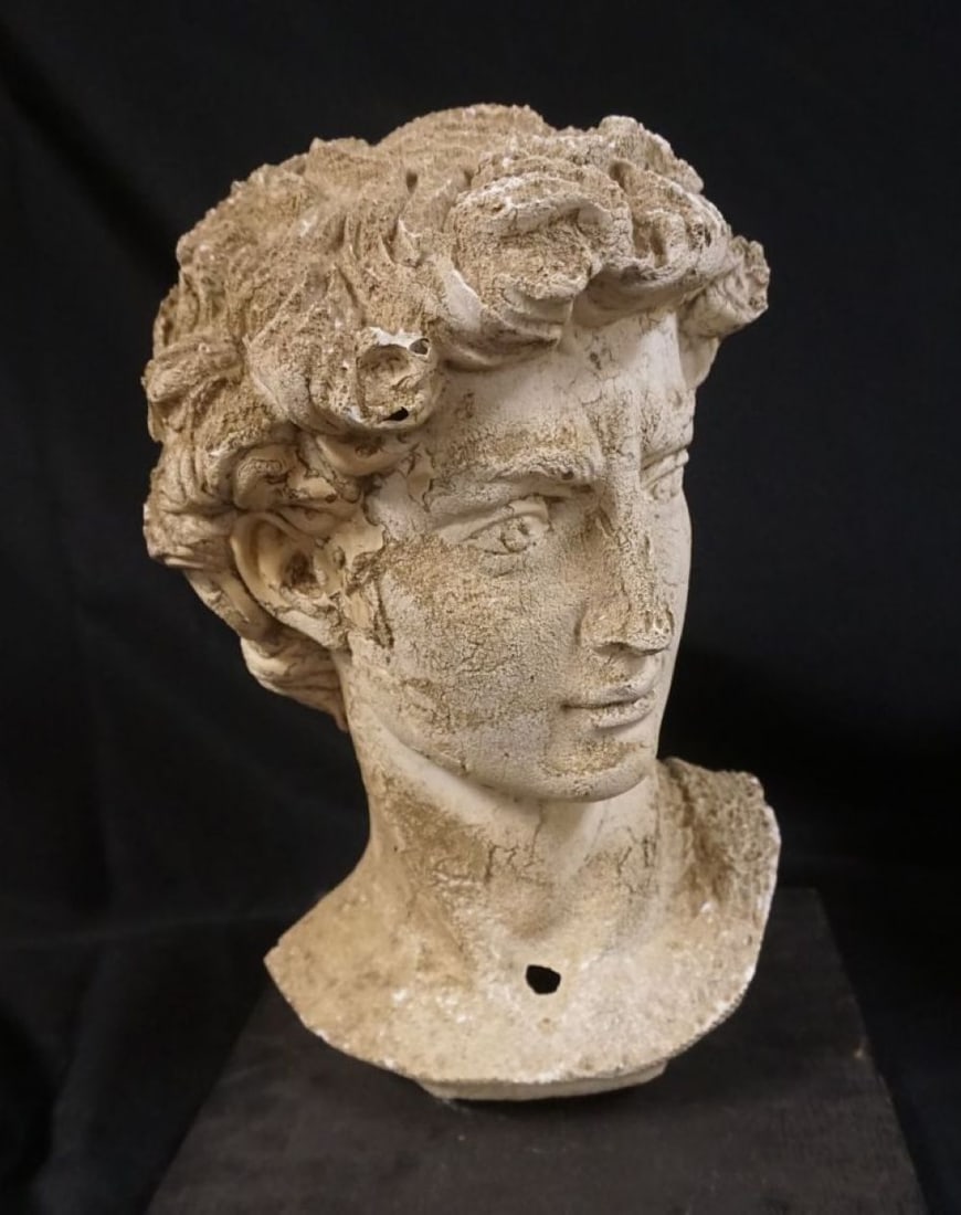 PLASTER & COMPOSITION BUST: PLASTER & COMPOSITION BUST OF A ROMAN, APPROXIMATELY 15 1/4 IN HIGH