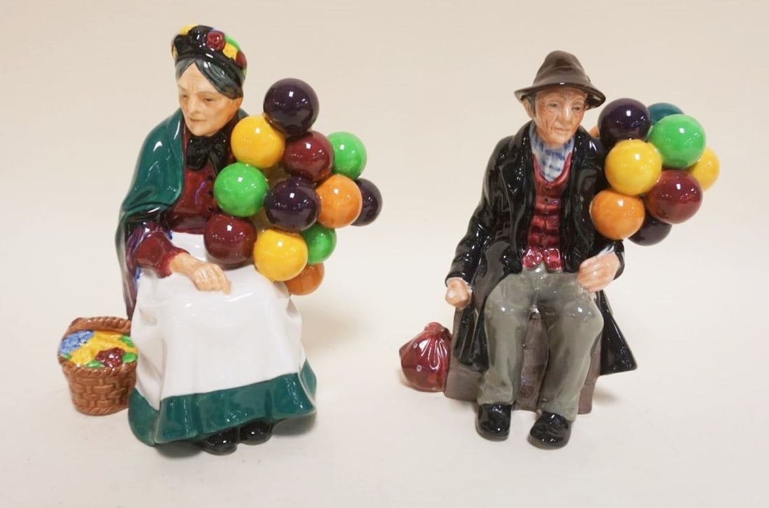 ROYAL DOULTON FIGURES: ROYAL DOULTON FIGURES, BALLOON WOMAN & MAN, APPROXIMATELY 8 IN HIGH