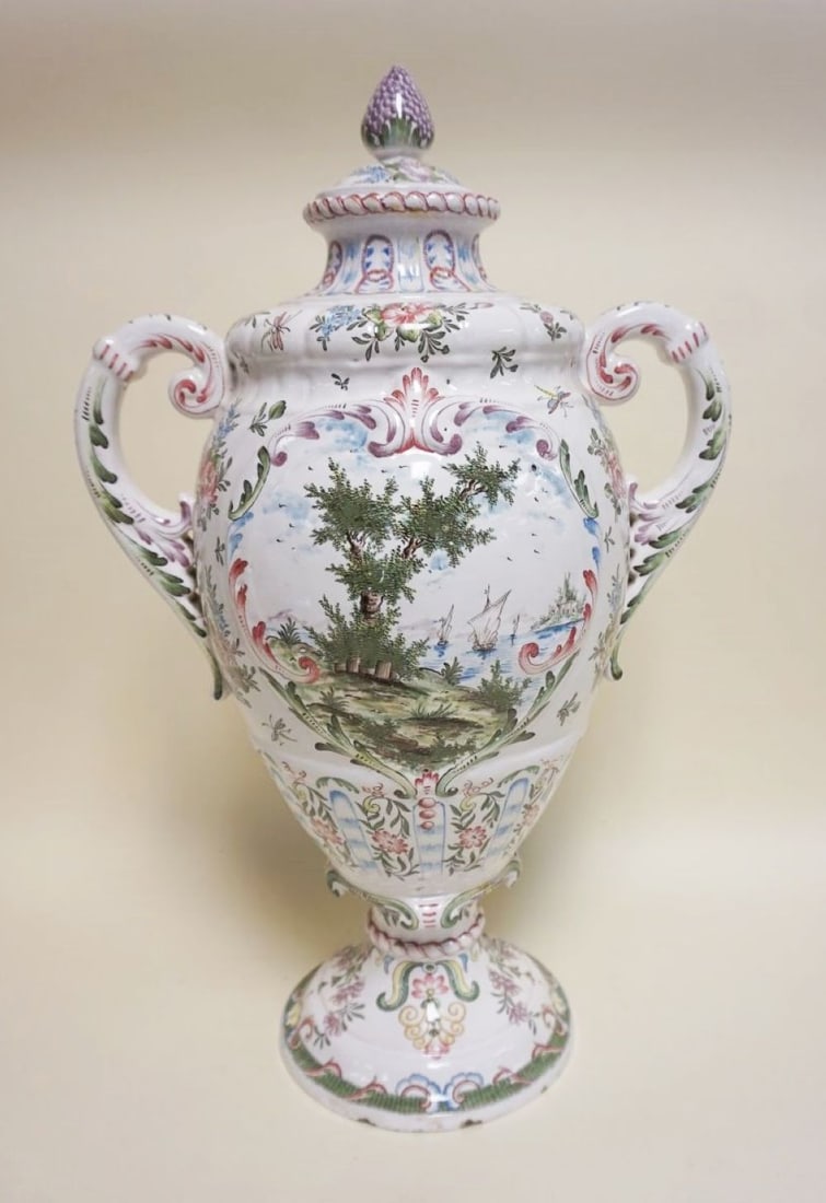LARGE HAND PAINTED ITALIAN URN (1 of 8)