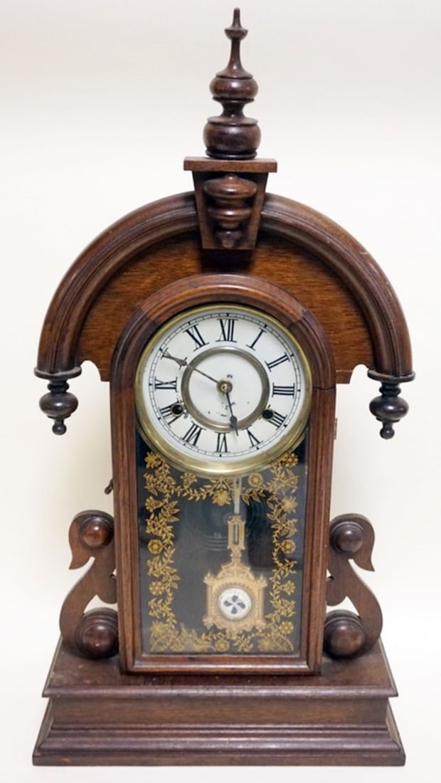 WALNUT VICTORIAN SHELF CLOCK (1 of 2)