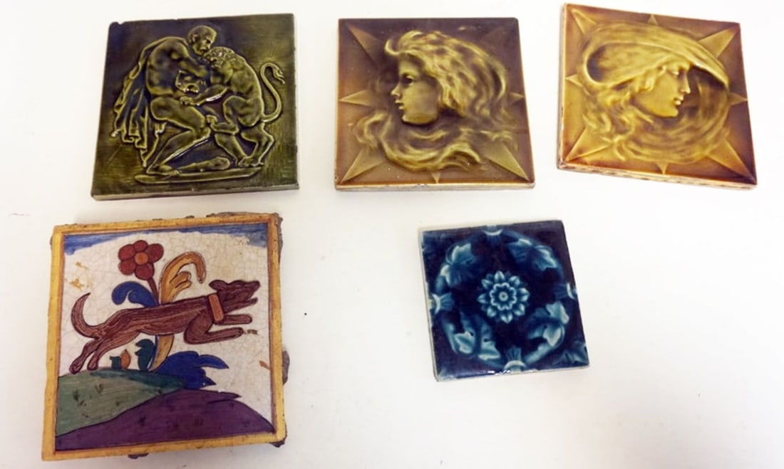 GROUP OF ASSORTED ANTIQUE TILES (1 of 7)