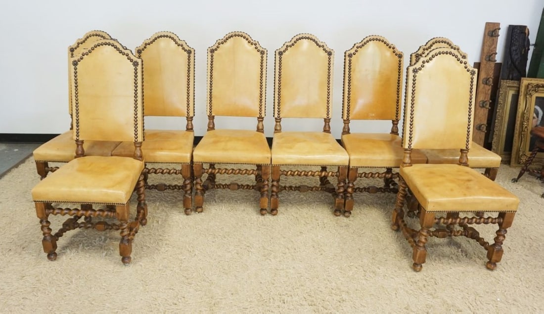 SET OF LEATHER DINING CHAIRS (1 of 5)