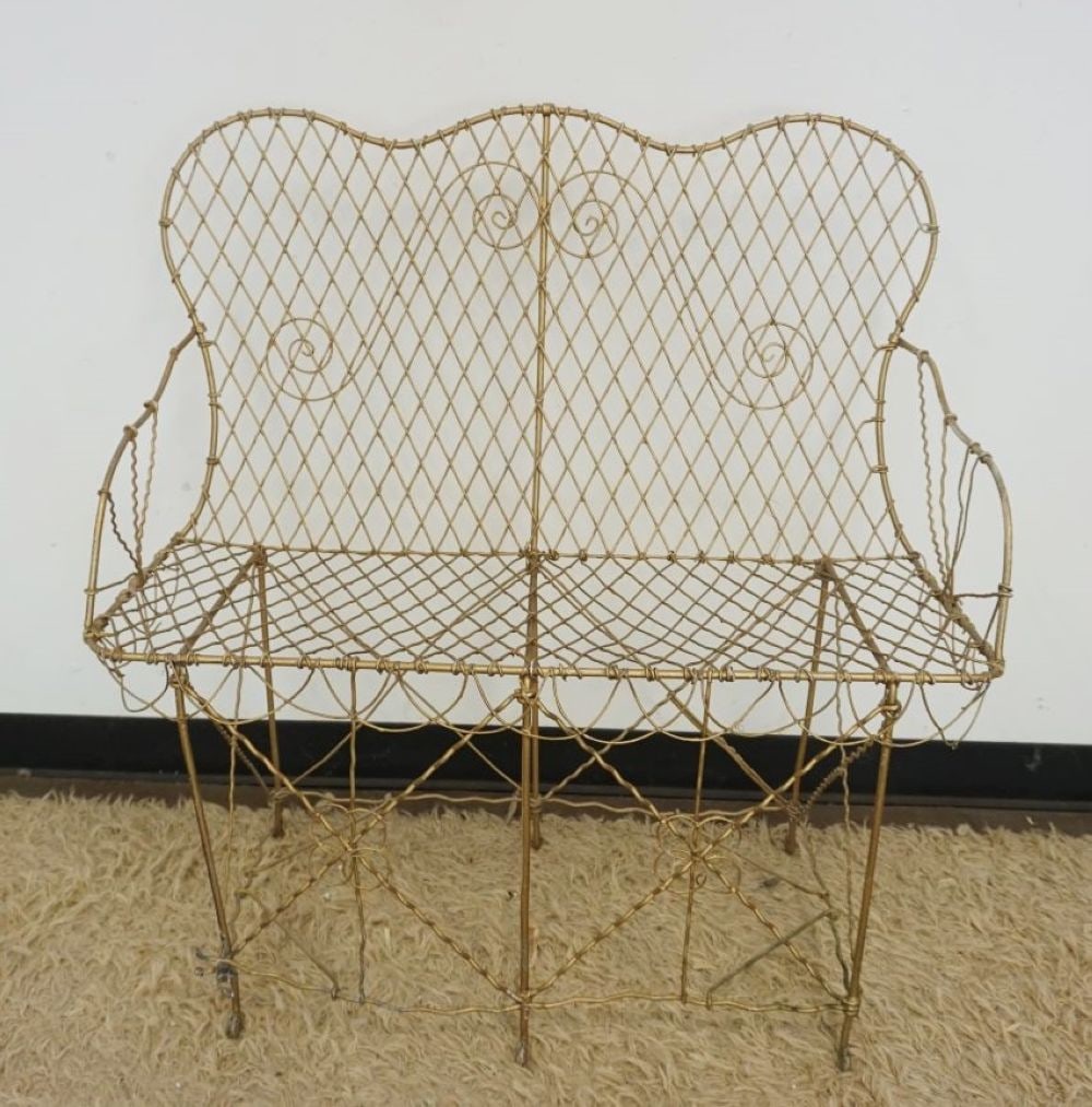 ORNATE WIRE SETTEE: ORANTE WIRE SETTEE, APPROXIMATELY 37 IN X 14 IN X 38 IN H