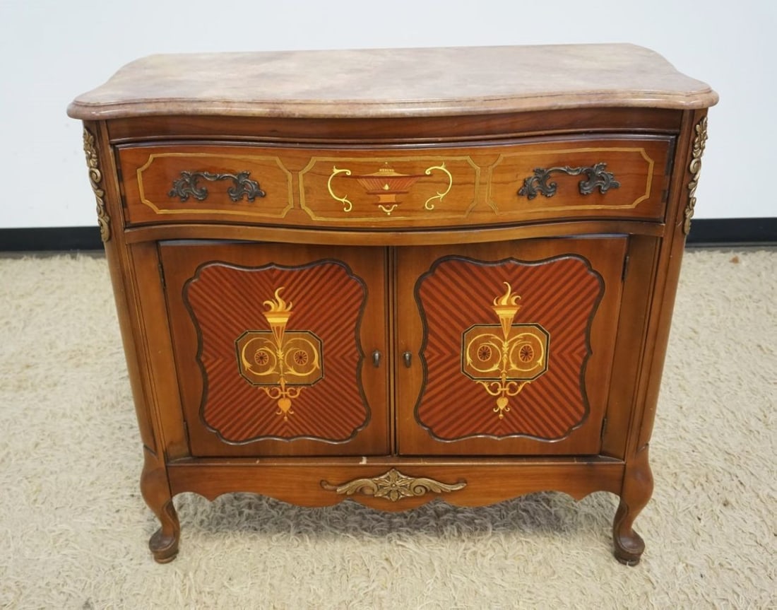 FAUX MARBLE TOP FRENCH PROVINCIAL CHEST (1 of 4)
