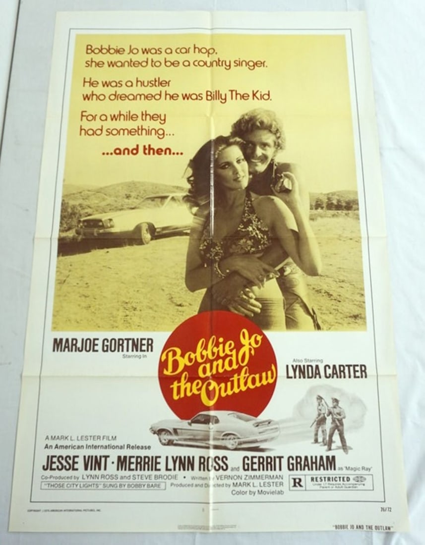 VINTAGE MOVIE POSTER *BOBBIE JO & THE OUTLAW*: VINTAGE MOVIE POSTER *BOBBIE JO & THE OUTLAW* LYNDA CARTER, APPROXIMATELY 27 IN X 41 IN