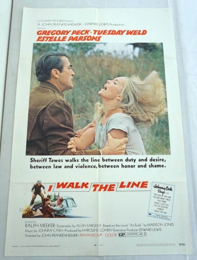VINTAGE MOVIE POSTER *I WALK THE LINE*: VINTAGE MOVIE POSTER *I WALK THE LINE* 1970, TUESDAY WELD, COLUMBIA PICTURES, APPROXIMATELY 27 IN X 41 IN