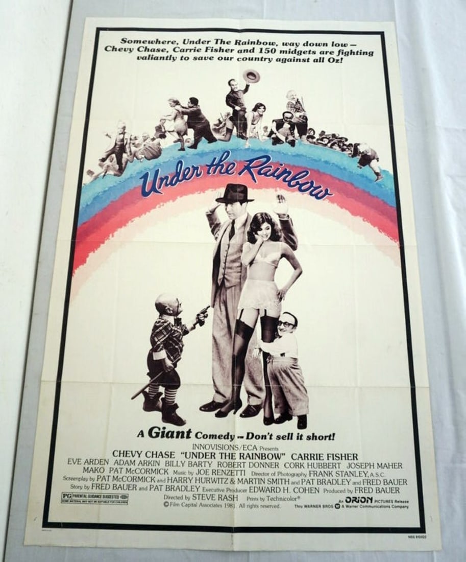 VINTAGE MOVIE POSTER *UNDER THE RAINBOW*: VINTAGE MOVIE POSTER *UNDER THE RAINBOW* 1981, CHEVY CHASE, CARRIE FISHER, ORION, APPROXIMATELY 27 IN X 41 IN