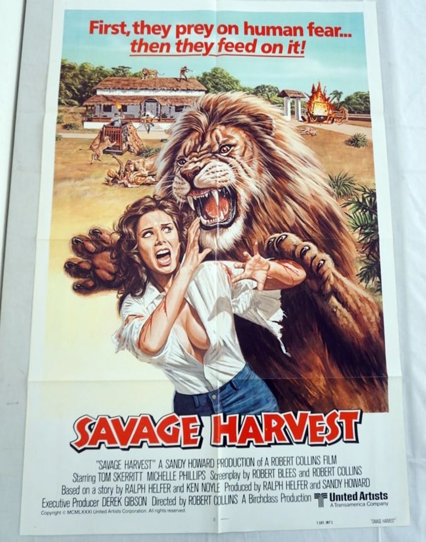 VINTAGE MOVIE POSTER *SAVAGE HARVEST*: VINTAGE MOVIE POSTER *SAVAGE HARVEST* 1983, TOM SKERRITT, UNITED ARTISTS, APPROXIMATELY 27 IN X 41 IN