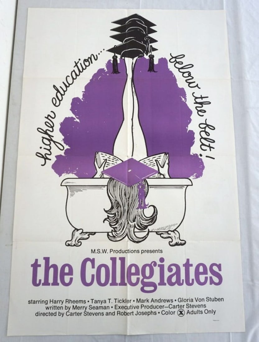 VINTAGE MOVIE POSTER *THE COLLEGIATES*: VINTAGE MOVIE POSTER *THE COLLEGIATES* 1973, M.S.W. PRODUCTION, APPROXIMATELY 27 IN X 41 IN
