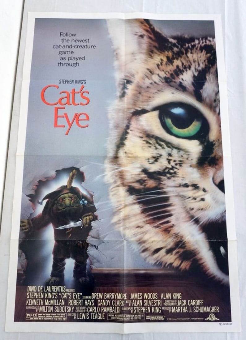 VINTAGE MOVIE POSTER *CAT'S EYE*: VINTAGE MOVIE POSTER *CAT'S EYE* STEPHEN KING, 1985, FAMOUS FILM PRODUCTIONS, APPROXIMATELY 27 IN X 41 IN