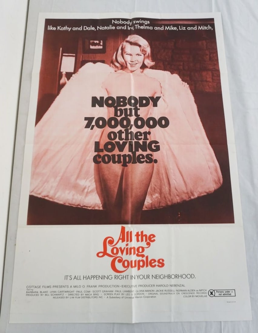 VINTAGE MOVIE POSTER *ALL THE LOVING COUPLES*: VINTAGE MOVIE POSTER *ALL THE LOVING COUPLES* 1969, APPROXIMATELY 27 IN X 41 IN