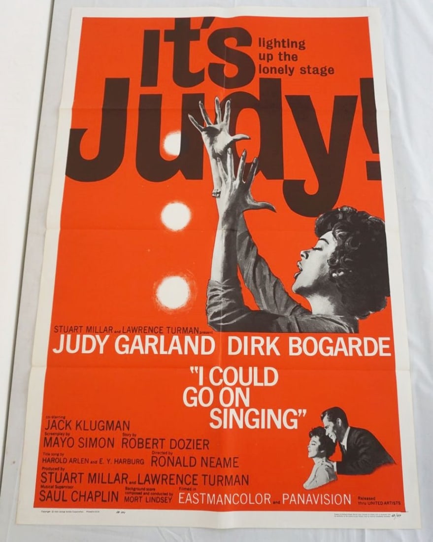 VINTAGE MOVIE POSTER *I COULD GO ON SINGING*: VINTAGE MOVIE POSTER *I COULD GO ON SINGING* JUDY GARLAND, 1963, UNITED ARTISTS, APPROXIMATELY 27 IN X 41 IN