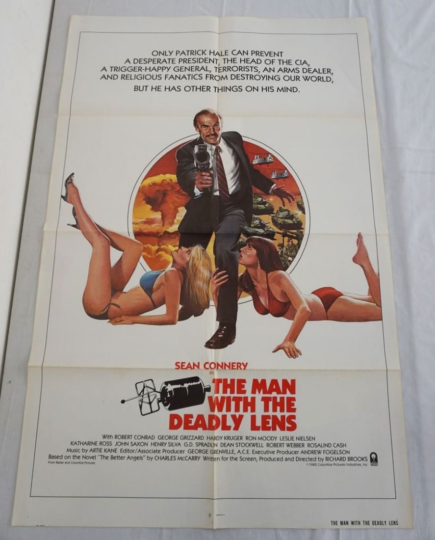 VINTAGE MOVIE POSTER: VINTAGE MOVIE POSTER *THE MAN WITH THE DEADLY LENS* SEAN CONNERY, 1982, COLUMBIA PICTURES, APPROXIMATELY 27 IN X 41 IN