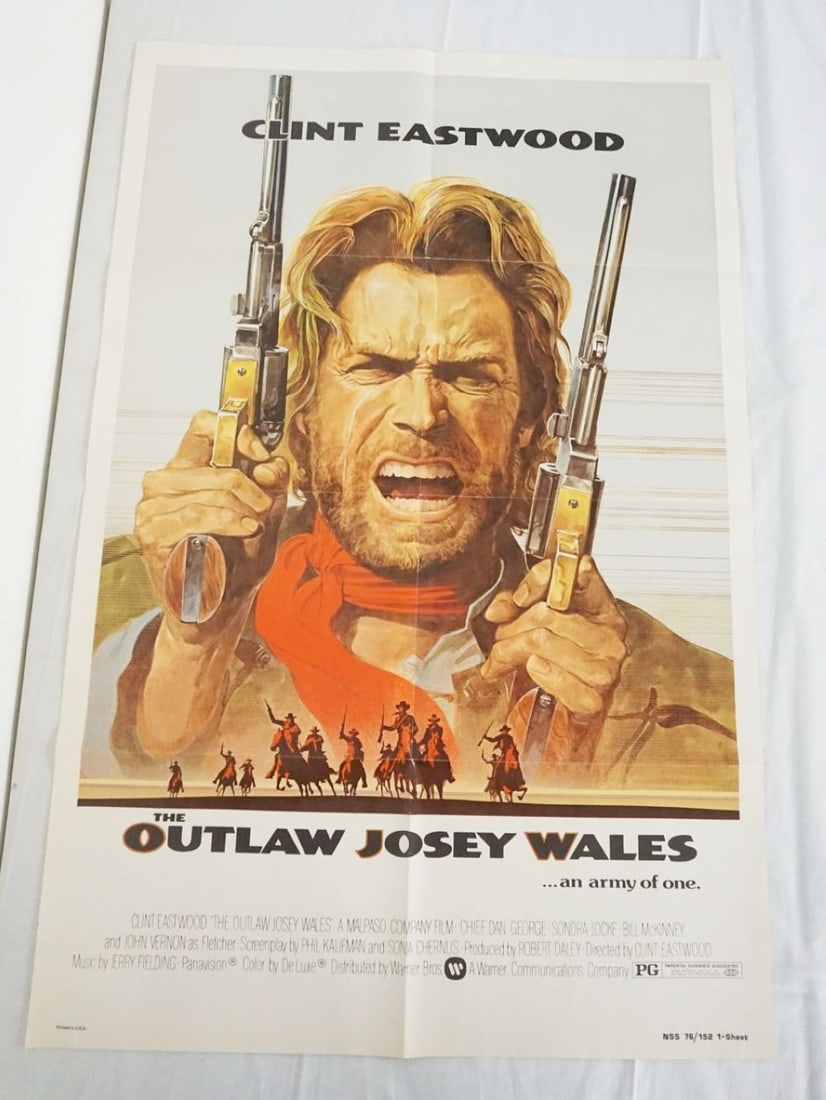 VINTAGE MOVIE POSTER *OUTLAW JOSEY WHALES*: VINTAGE MOVIE POSTER *OUTLAW JOSEY WHALES* WARNER BROS, CLINT EASTWOOD, APPROXIMATELY 27 IN X 41 IN